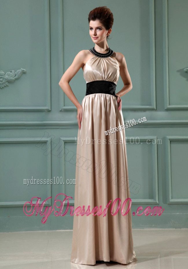 2013 Summer Halter Column Floor-length Prom Dresses Champagne