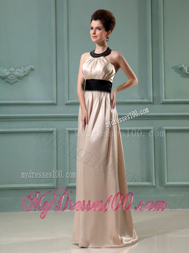 2013 Summer Halter Column Floor-length Prom Dresses Champagne