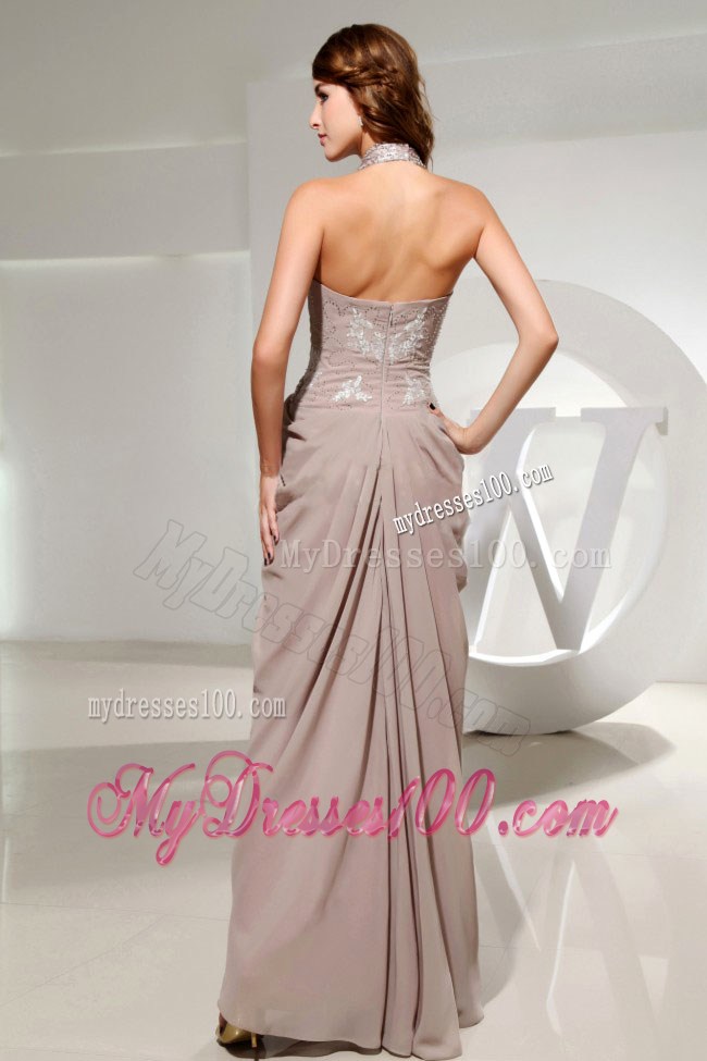 Halter Empire Beading Grey Modest 2013 Summer Cheap Prom Dress