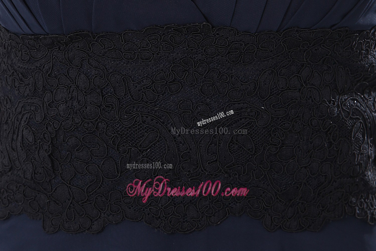 Elegant Navy Blue Empire Halter Lace Black Prom Dress Floor-length