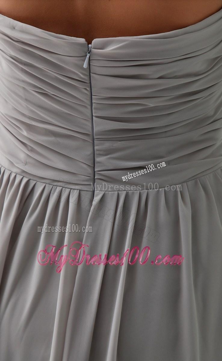 Hand Made Flowers Gray Strapless Empire Long Prom Dress