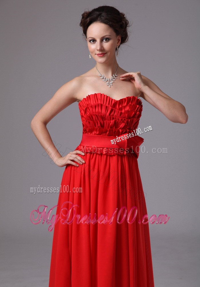 Affordable Layers Bowknot Column Sweetheart For Red Prom Dress