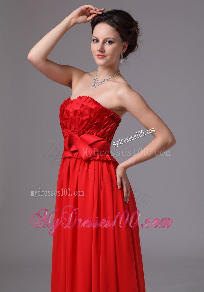 Affordable Layers Bowknot Column Sweetheart For Red Prom Dress