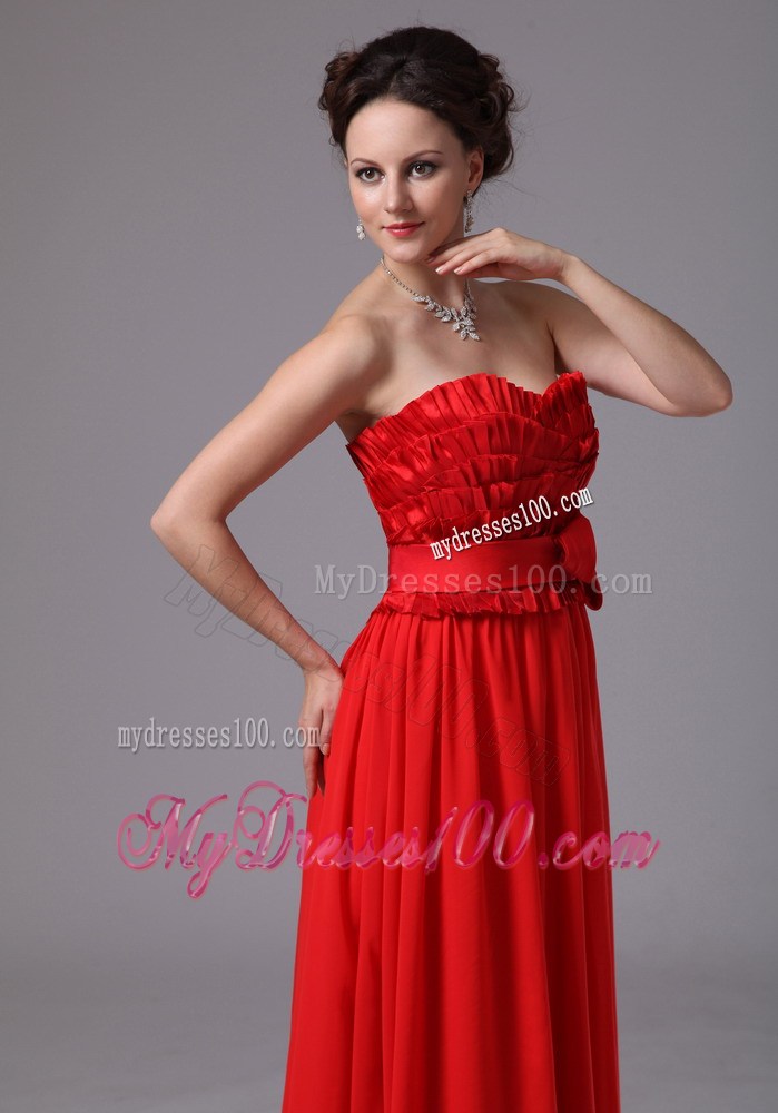 Affordable Layers Bowknot Column Sweetheart For Red Prom Dress