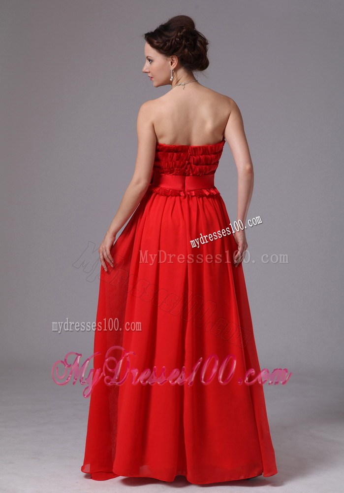 Affordable Layers Bowknot Column Sweetheart For Red Prom Dress