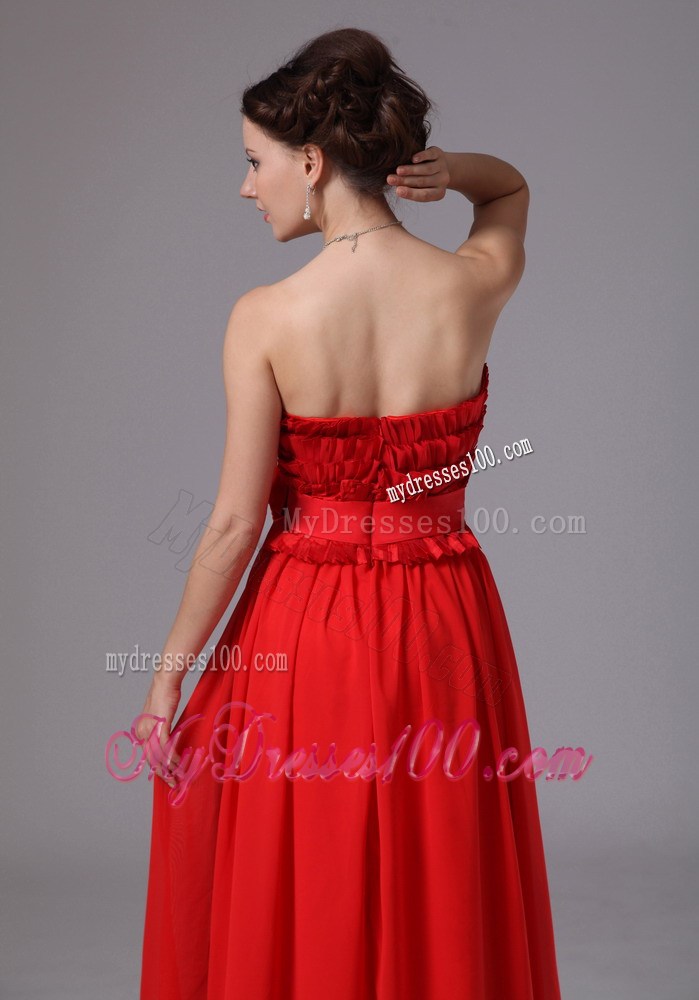 Affordable Layers Bowknot Column Sweetheart For Red Prom Dress