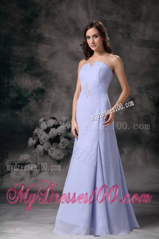 Lilac Column Strapless Floor-length Beading 2013 Discount Prom Dress