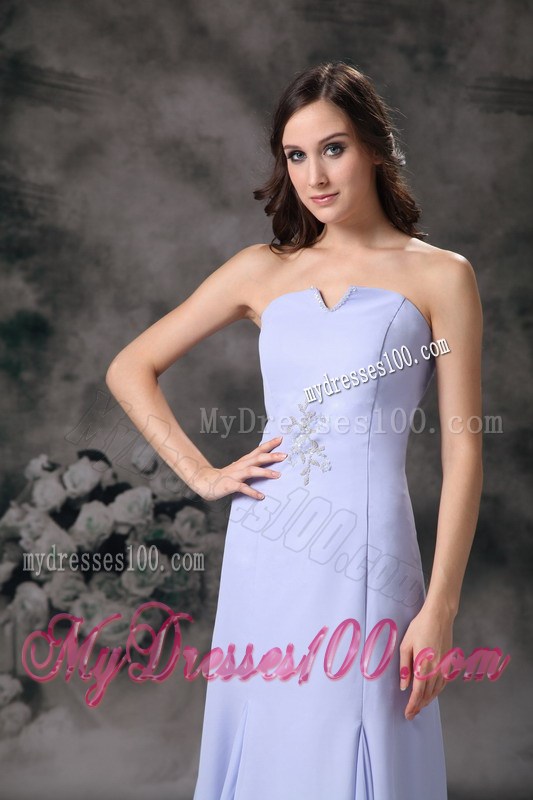 Lilac Column Strapless Floor-length Beading 2013 Discount Prom Dress