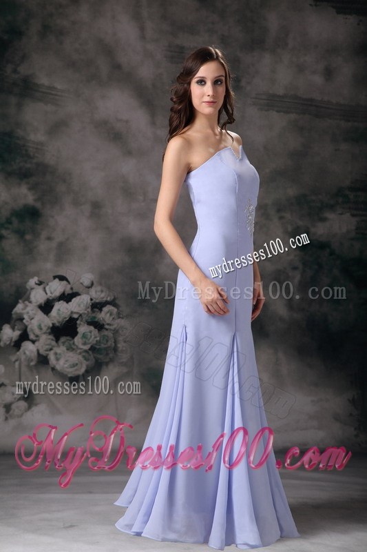 Lilac Column Strapless Floor-length Beading 2013 Discount Prom Dress