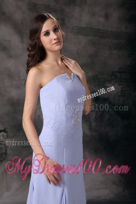 Lilac Column Strapless Floor-length Beading 2013 Discount Prom Dress