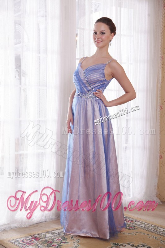 Lilac Empire Straps Floor-length Beading 2013 Summer Prom Dresses