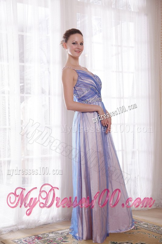 Lilac Empire Straps Floor-length Beading 2013 Summer Prom Dresses