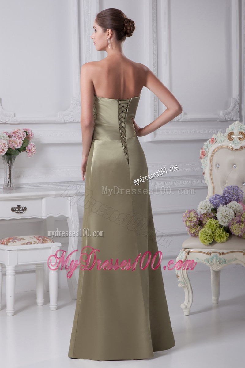 Affordable Olive Green Sweetheart Beading Floor-length Prom Dress