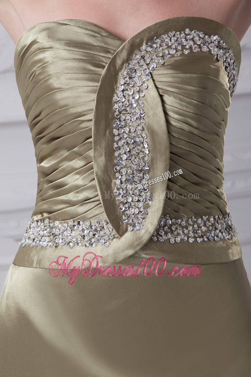 Affordable Olive Green Sweetheart Beading Floor-length Prom Dress
