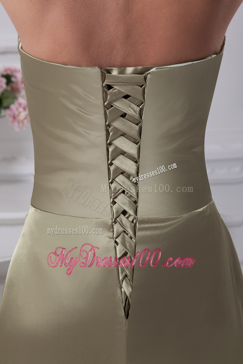 Affordable Olive Green Sweetheart Beading Floor-length Prom Dress