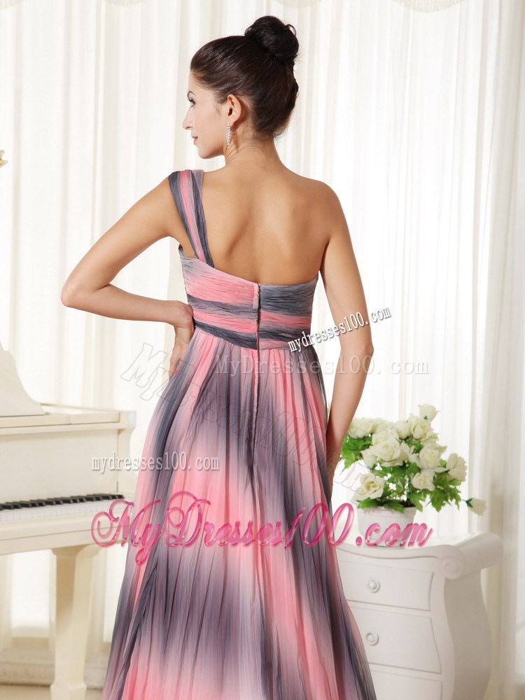 Affordable Ombre Color One Shoulder Prom Dress With Court Train