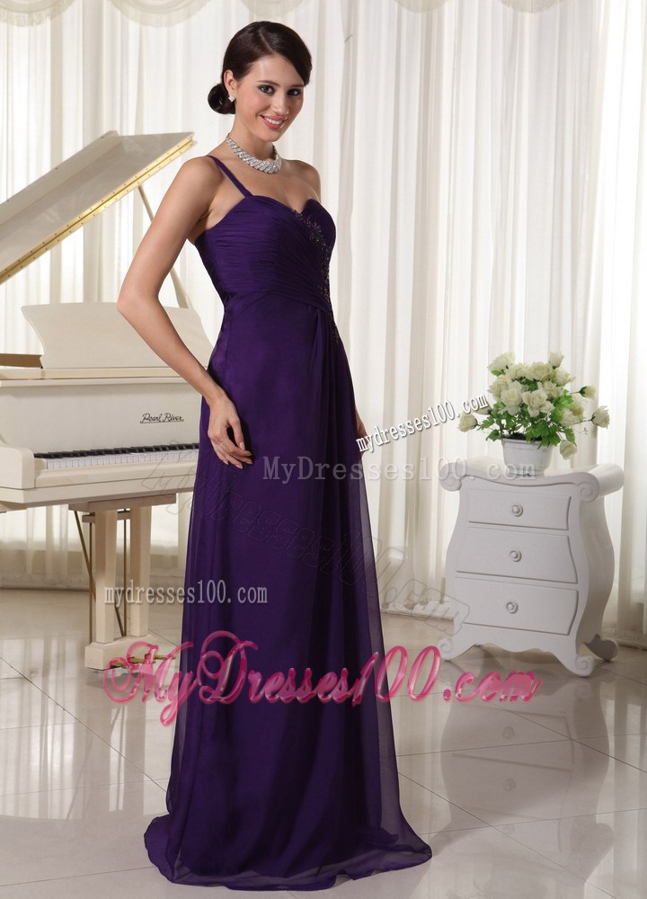 Dark Purple One Shoulder Prom Dresses Appliques With Beading
