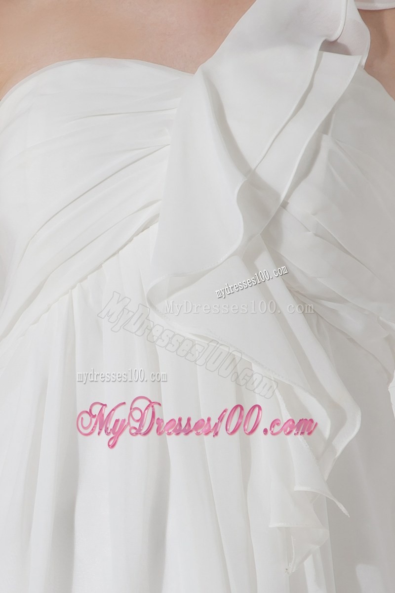 Elegant White Empire One Shoulder Summer Prom Dress Knee-length