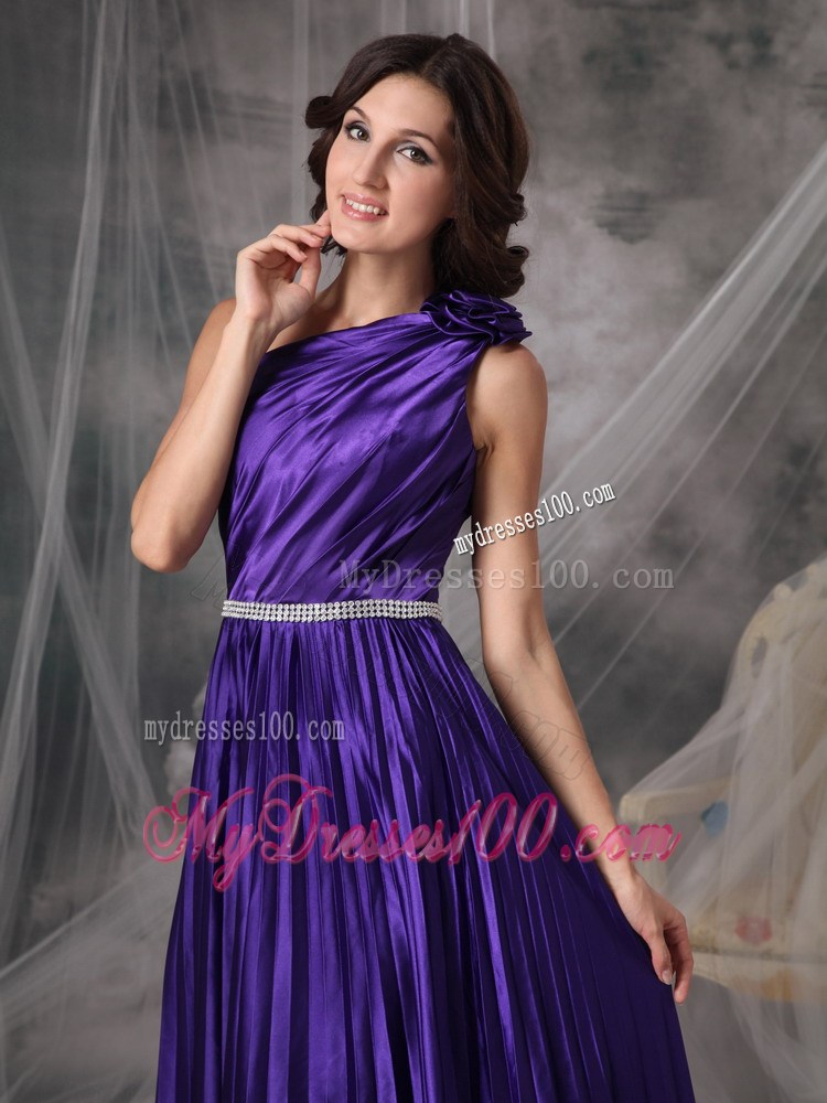 Pretty Purple Empire One Shoulder Prom Dress Beading Floor-length