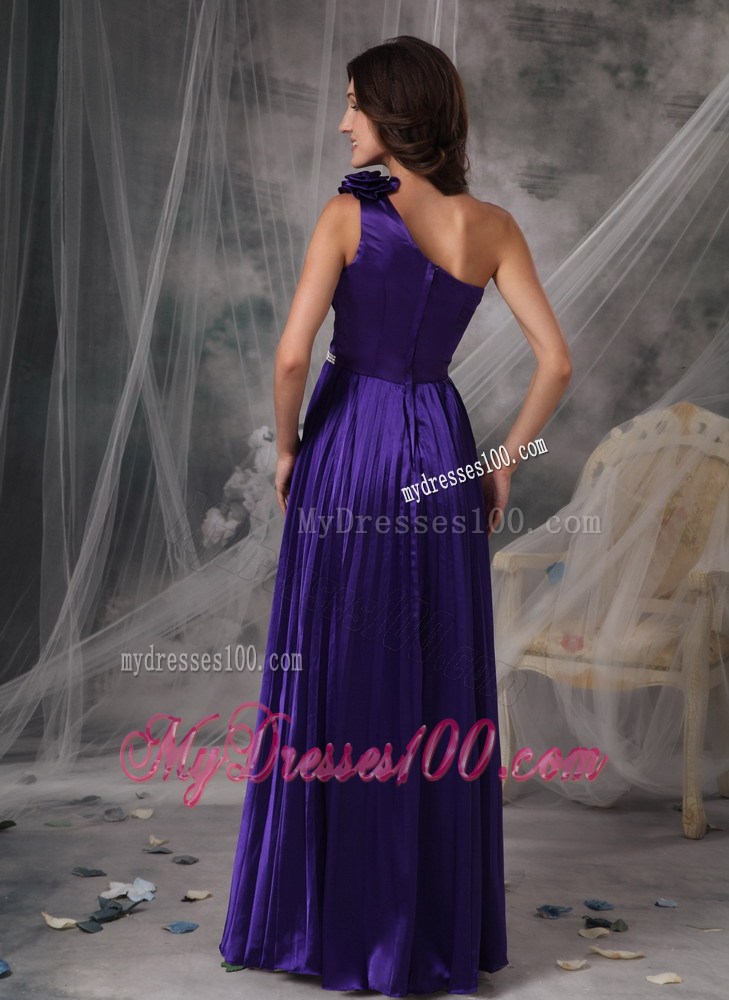 Pretty Purple Empire One Shoulder Prom Dress Beading Floor-length