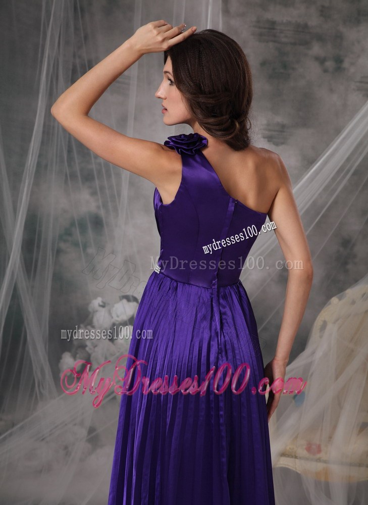 Pretty Purple Empire One Shoulder Prom Dress Beading Floor-length