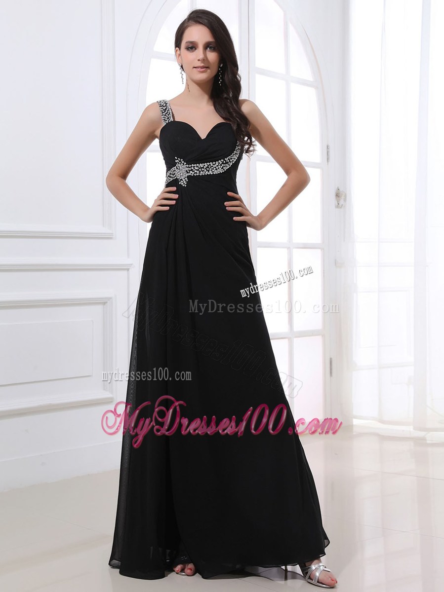 One Shoulder and Beading For Black Prom Dress