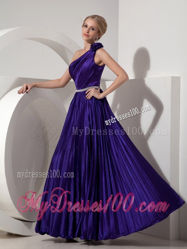 Lovely Dark Purple One Shoulder Prom Dress Beading