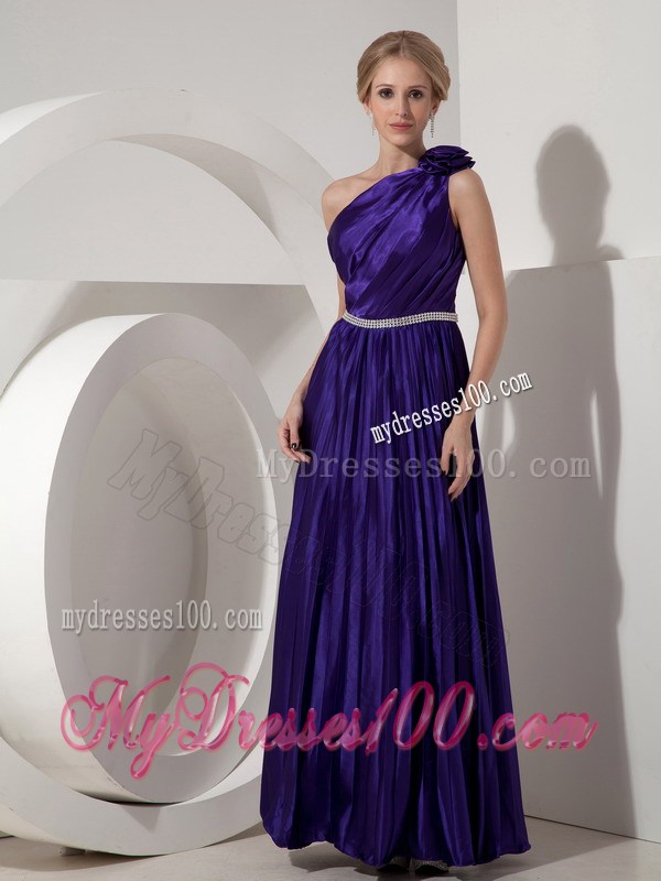 Lovely Dark Purple One Shoulder Prom Dress Beading