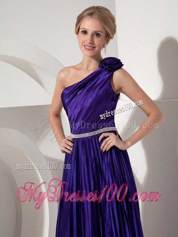 Lovely Dark Purple One Shoulder Prom Dress Beading
