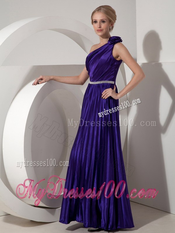 Lovely Dark Purple One Shoulder Prom Dress Beading