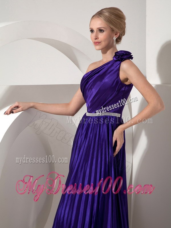 Lovely Dark Purple One Shoulder Prom Dress Beading