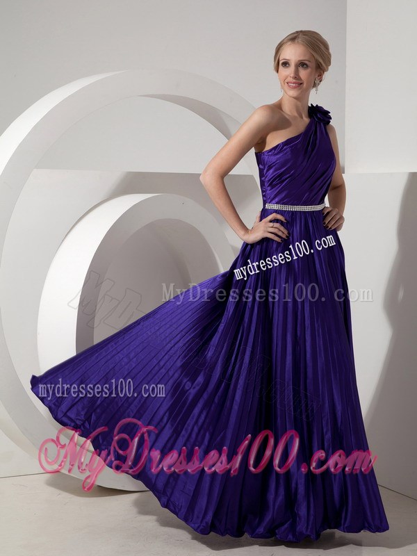 Lovely Dark Purple One Shoulder Prom Dress Beading