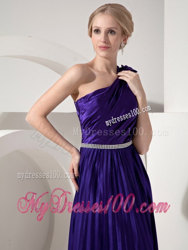 Lovely Dark Purple One Shoulder Prom Dress Beading
