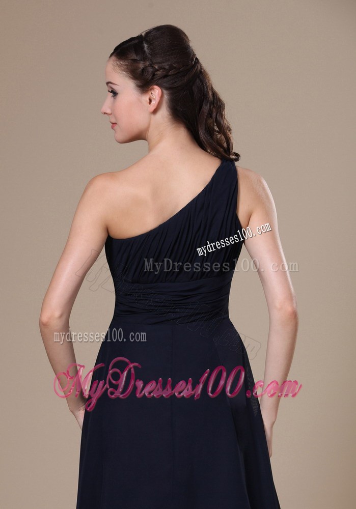 Navy Blue One Shoulder Neckline For Wedding Party Prom Dresses