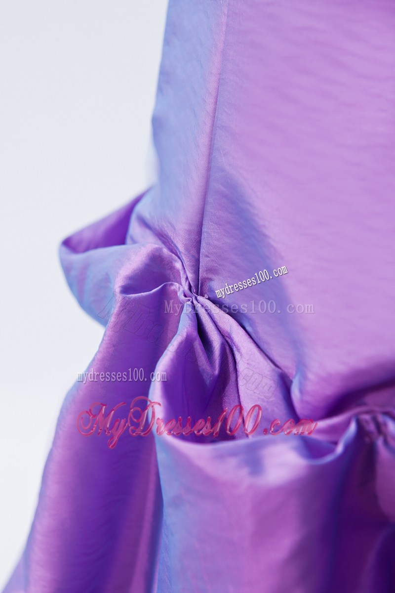 Purple Princess Strapless Prom Dress Embroidery Floor-length
