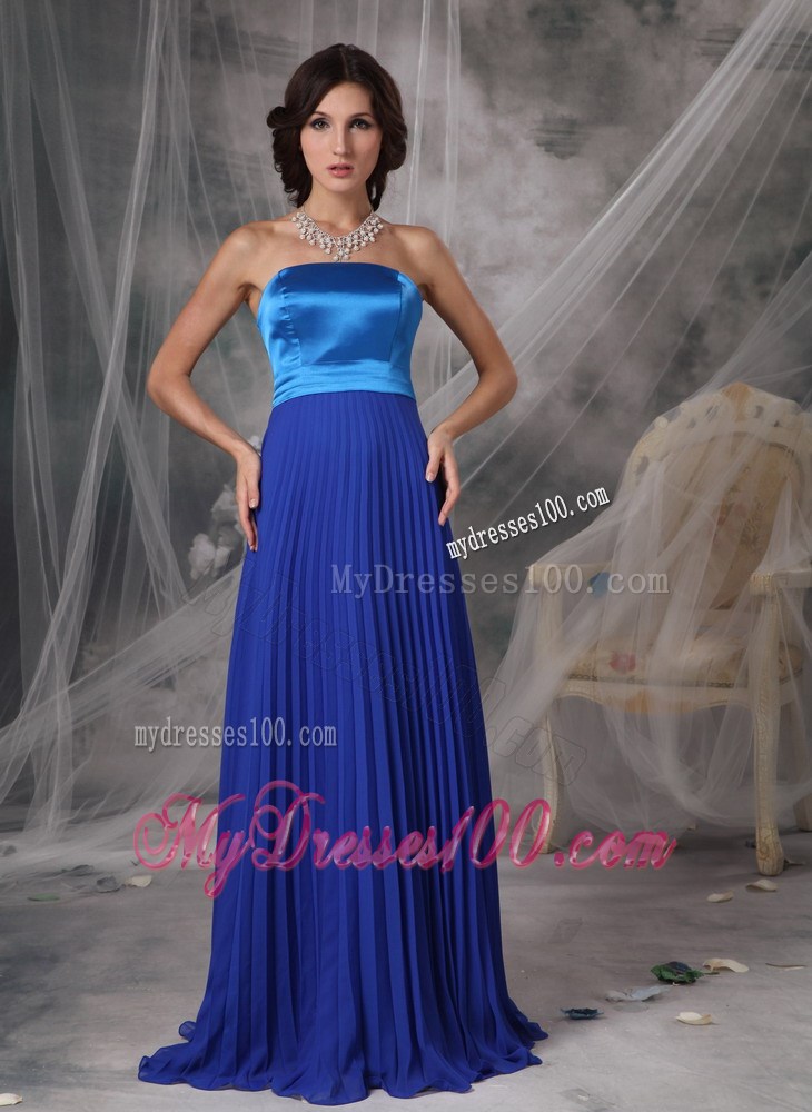 Pretty Royal Blue Elegant Prom Dress Empire Strapless Floor-length