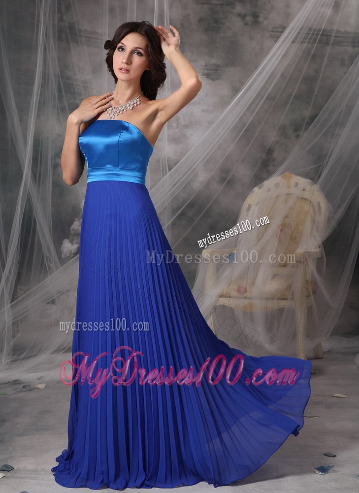 Pretty Royal Blue Elegant Prom Dress Empire Strapless Floor-length