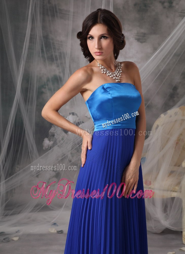 Pretty Royal Blue Elegant Prom Dress Empire Strapless Floor-length
