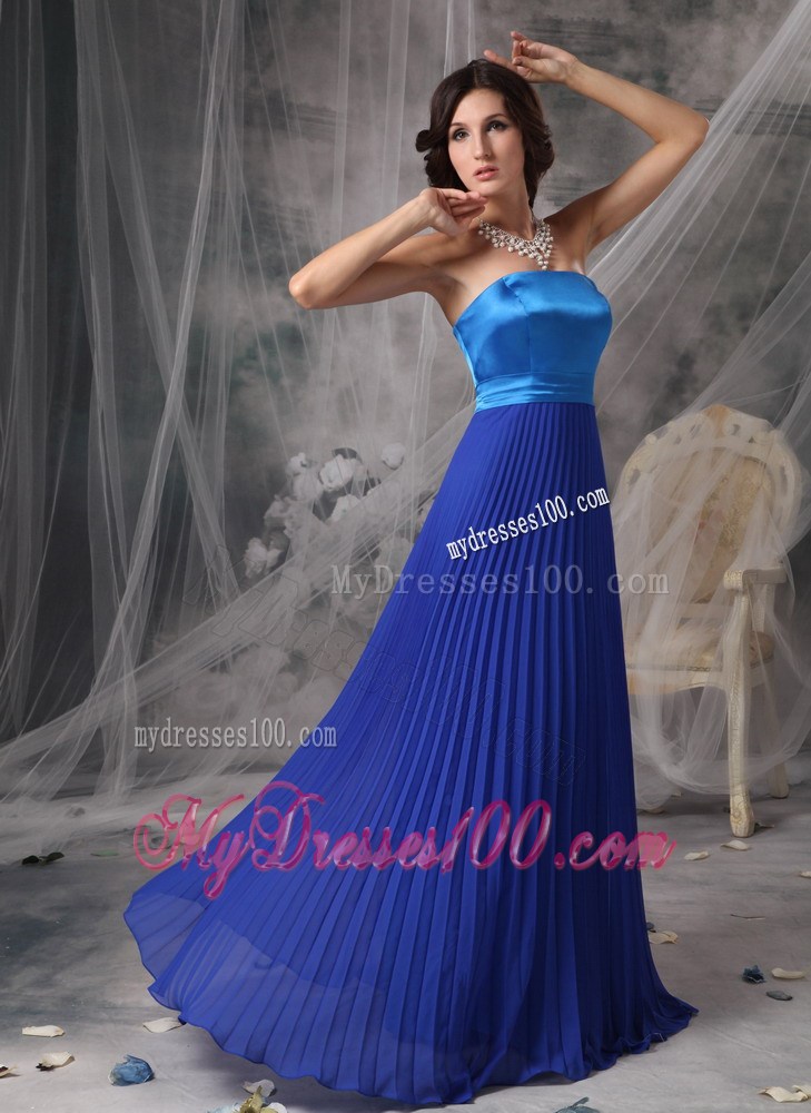 Pretty Royal Blue Elegant Prom Dress Empire Strapless Floor-length