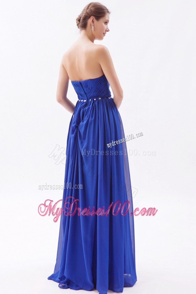 Royal Blue Empire Sweetheart Beading 2013 Prom Dress Brush Train