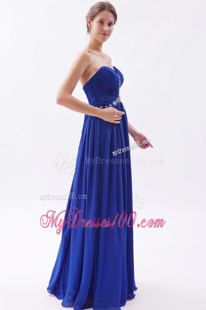 Royal Blue Empire Sweetheart Beading 2013 Prom Dress Brush Train