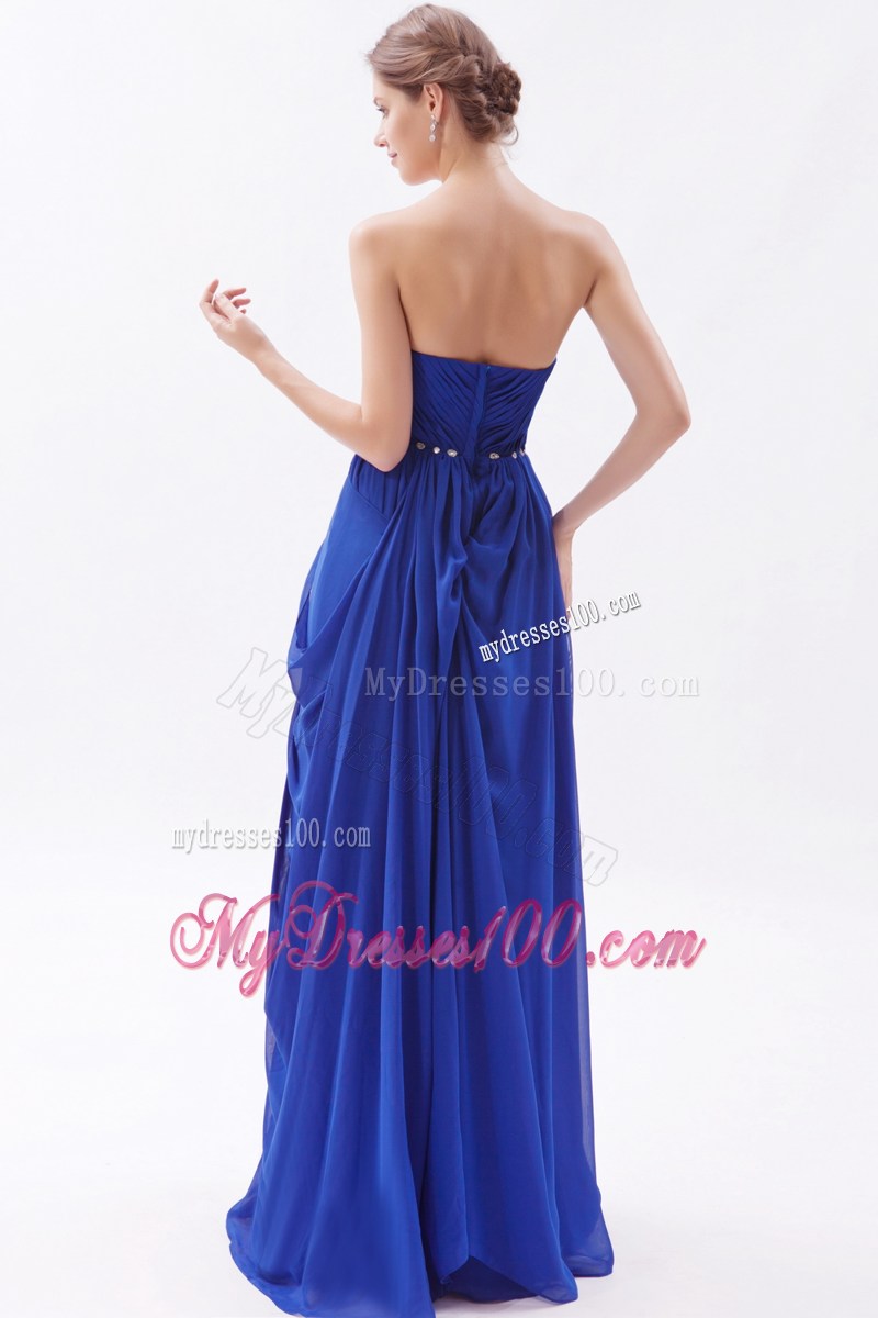 Royal Blue Empire Sweetheart Beading 2013 Prom Dress Brush Train