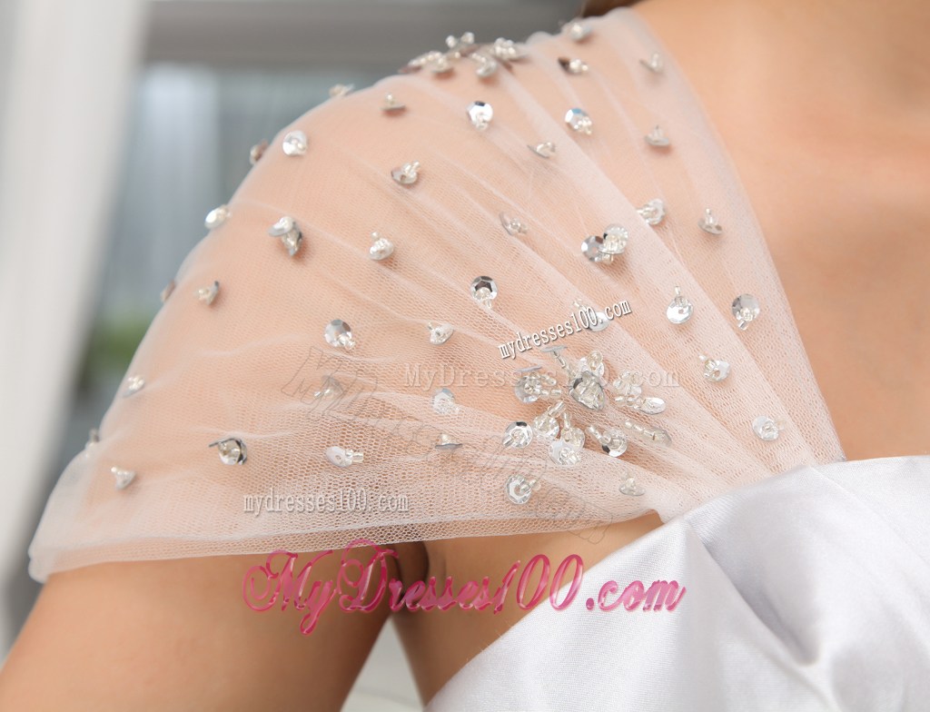 Ruching Beading A-line Grey Long Prom Dress