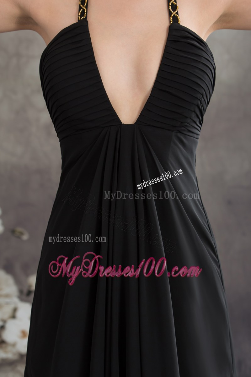 Sexy Halter Top Neck Long Beading Empire Prom Dress