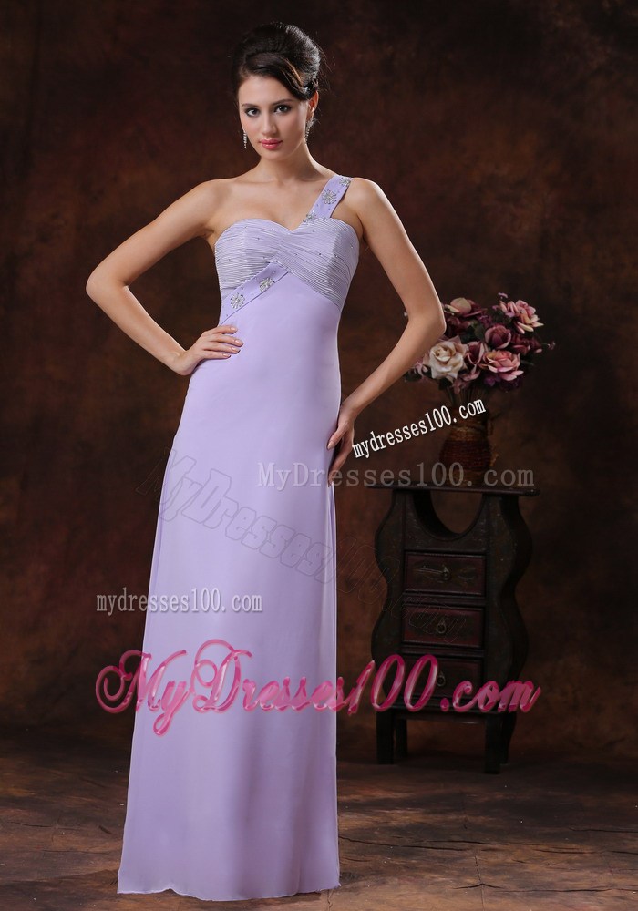 2013 Lilac Beaded Decorate One Shoulder Empire 2013 Prom Dress