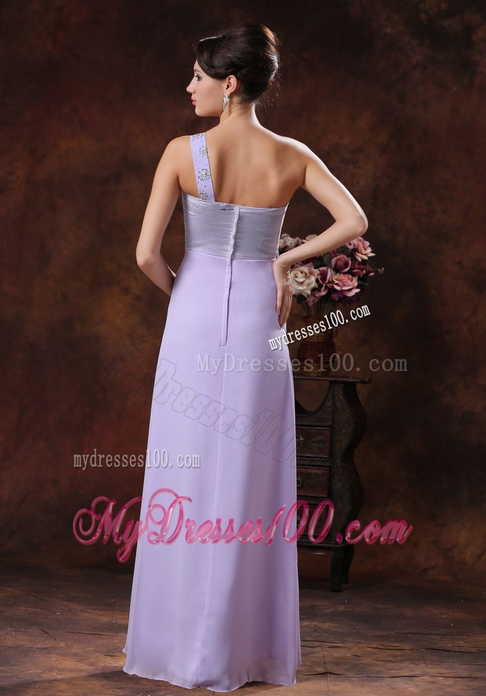 2013 Lilac Beaded Decorate One Shoulder Empire 2013 Prom Dress
