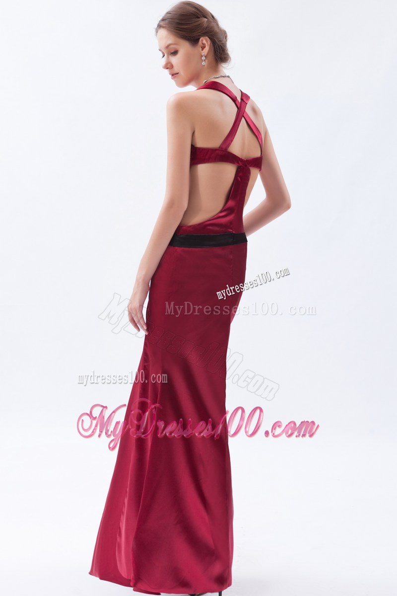 Wine Red Column Sheath Square 2013 Simple Long Prom Dresses