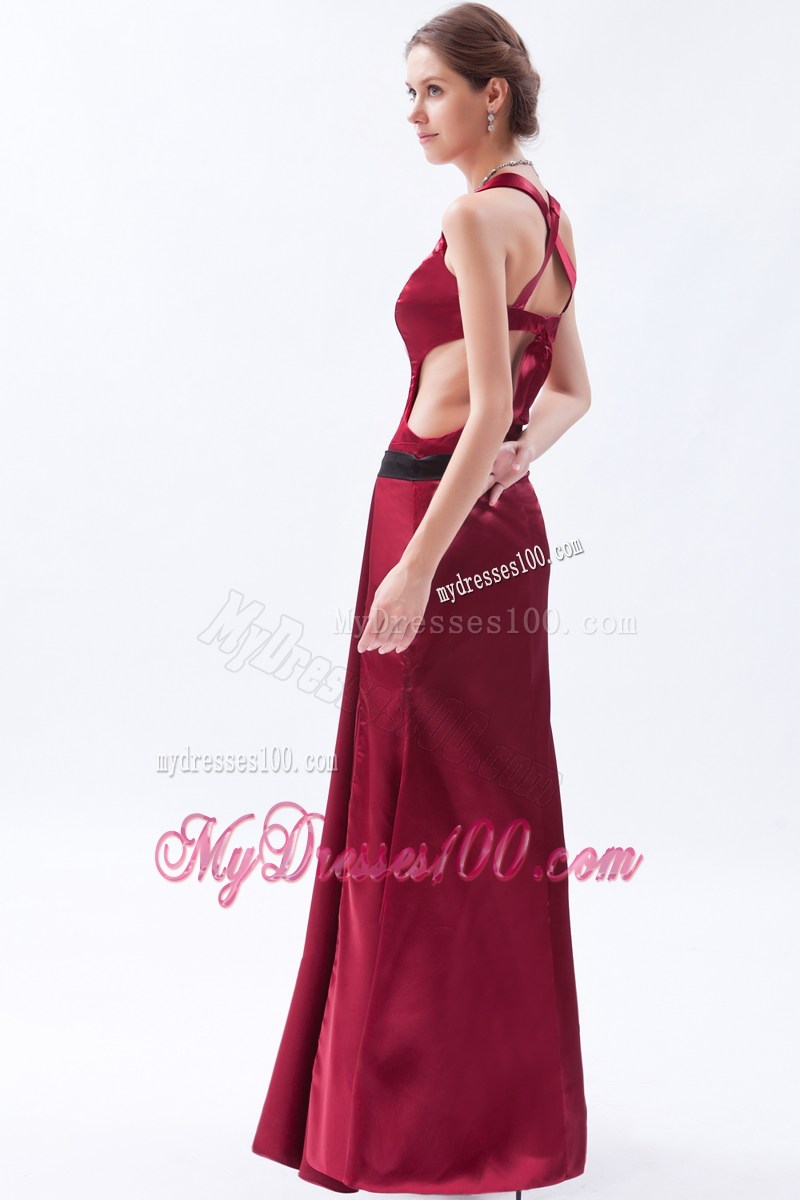 Wine Red Column Sheath Square 2013 Simple Long Prom Dresses