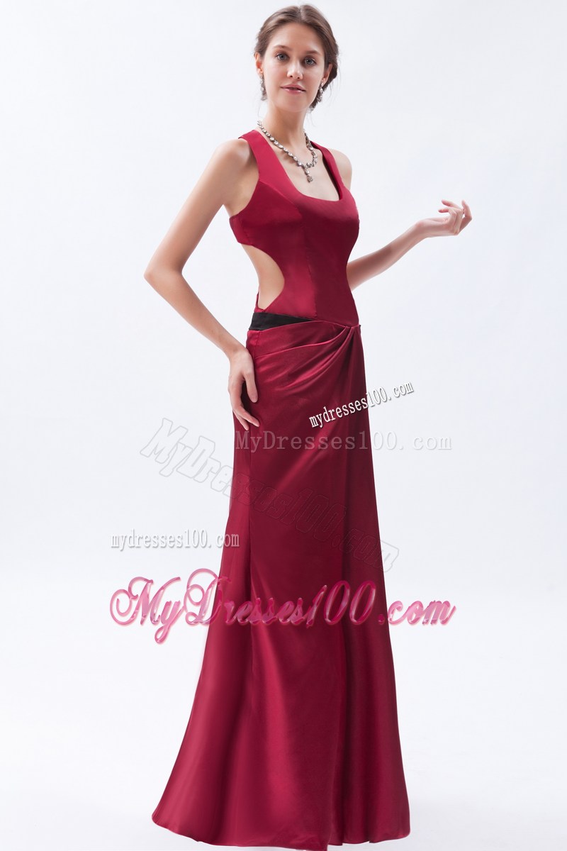 Wine Red Column Sheath Square 2013 Simple Long Prom Dresses
