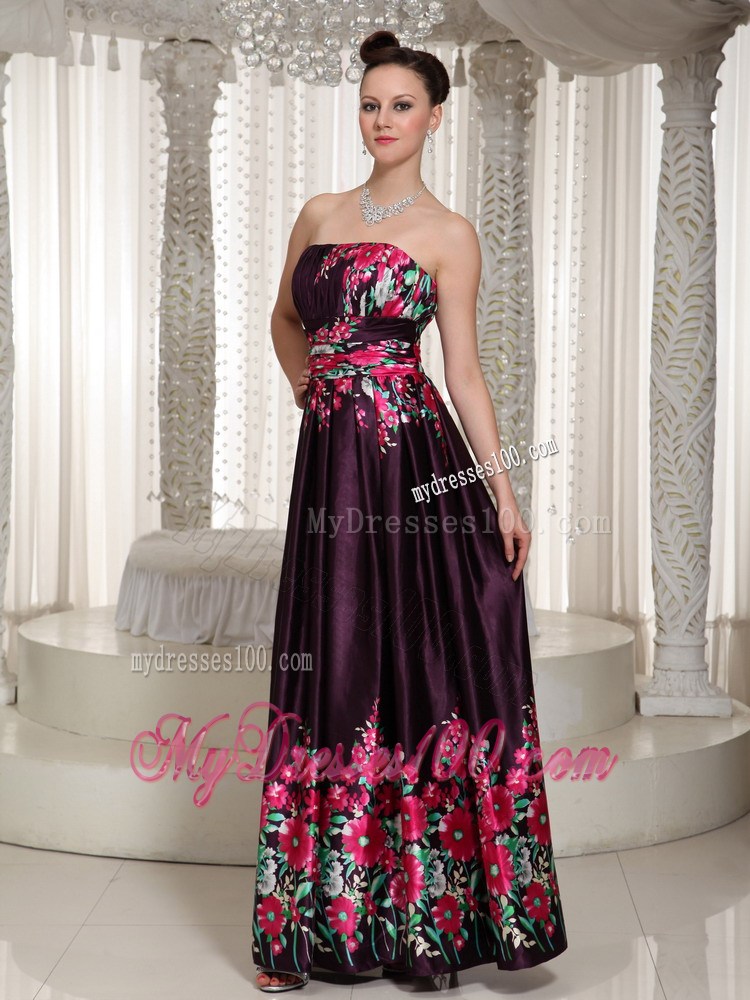 Printing Prom Dress For Formal With Strapless Neckline Ankle Length In 2013